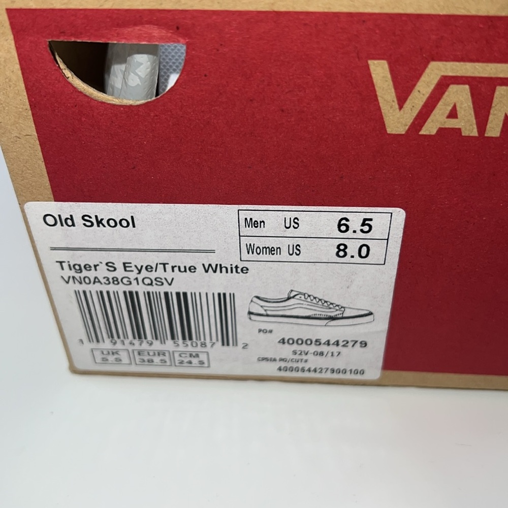 🤎NWT VANS OLD SKOOL VINTAGE SNEAKER IN TIGERS EYE/TRUE WHITE - Picture 15 of 15